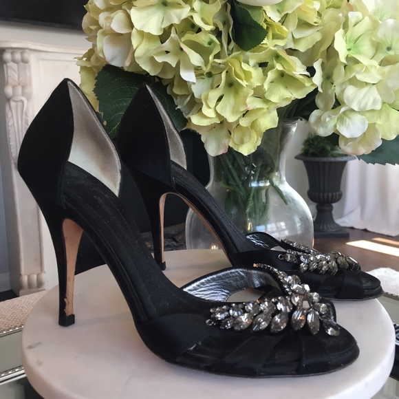 Giuseppe Zanotti Black Satin Crystal D'orsay Heels - Picture 8 of 8